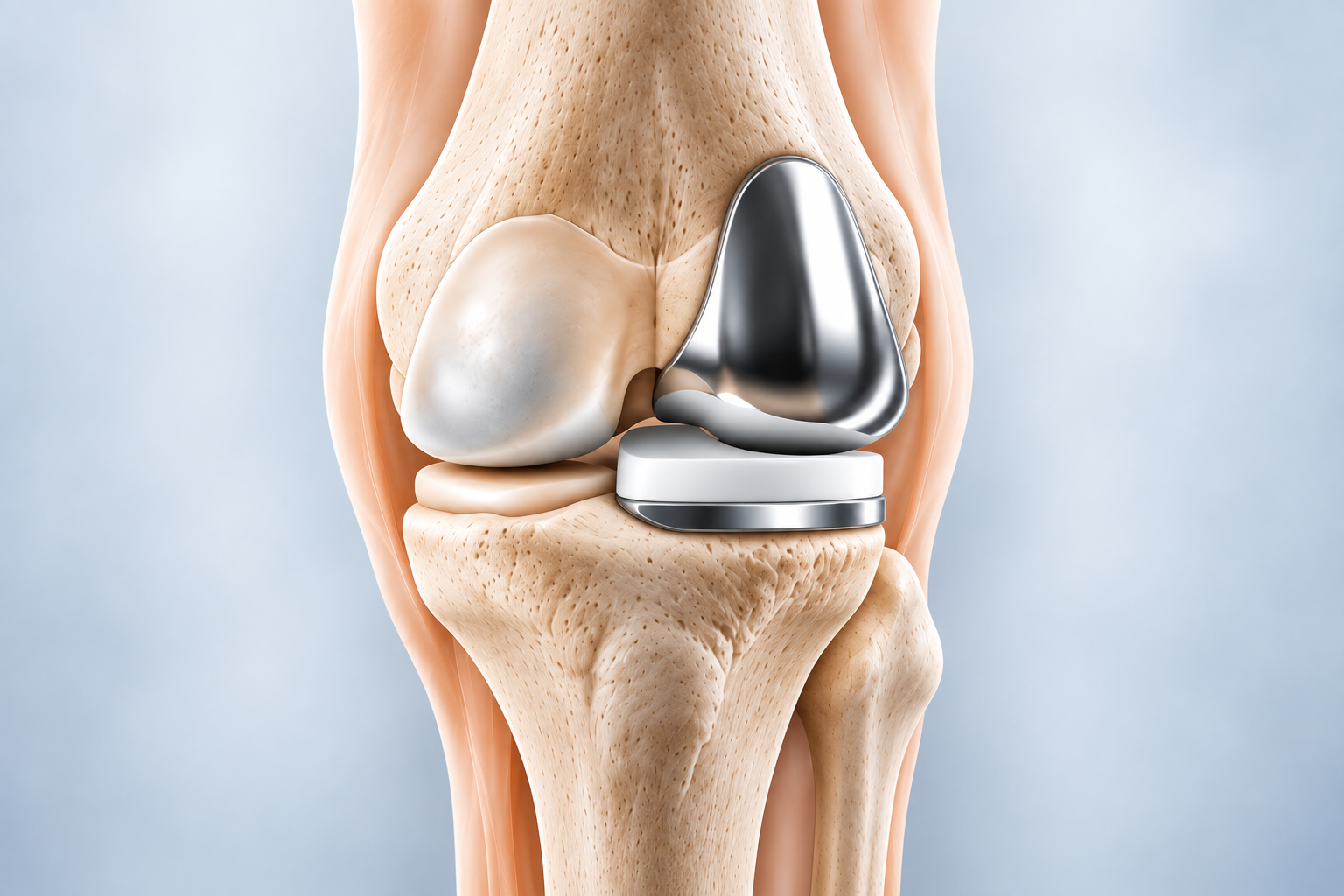 Partial knee replacement implant replacing one compartment of the knee