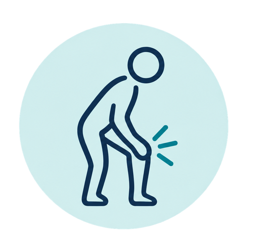 Knee pain and osteoarthritis symptoms icon