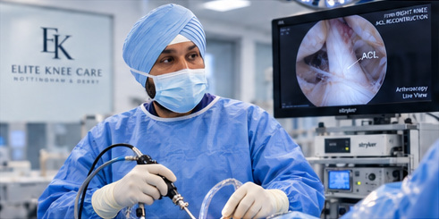 Mr Navjot Bhangoo performing arthroscopic ACL knee surgery