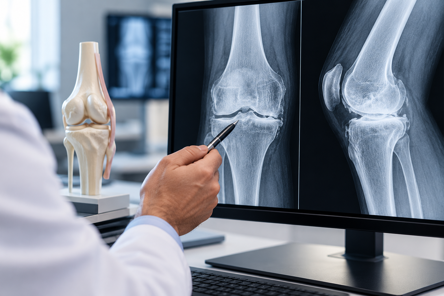 Knee X-rays showing osteoarthritis reviewed during assessment for total knee replacement