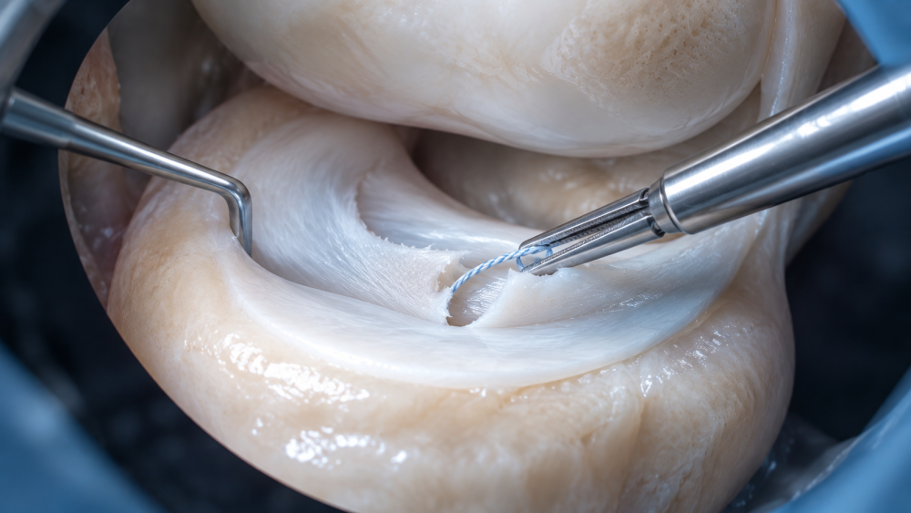 Arthroscopic partial meniscectomy for a torn knee meniscus